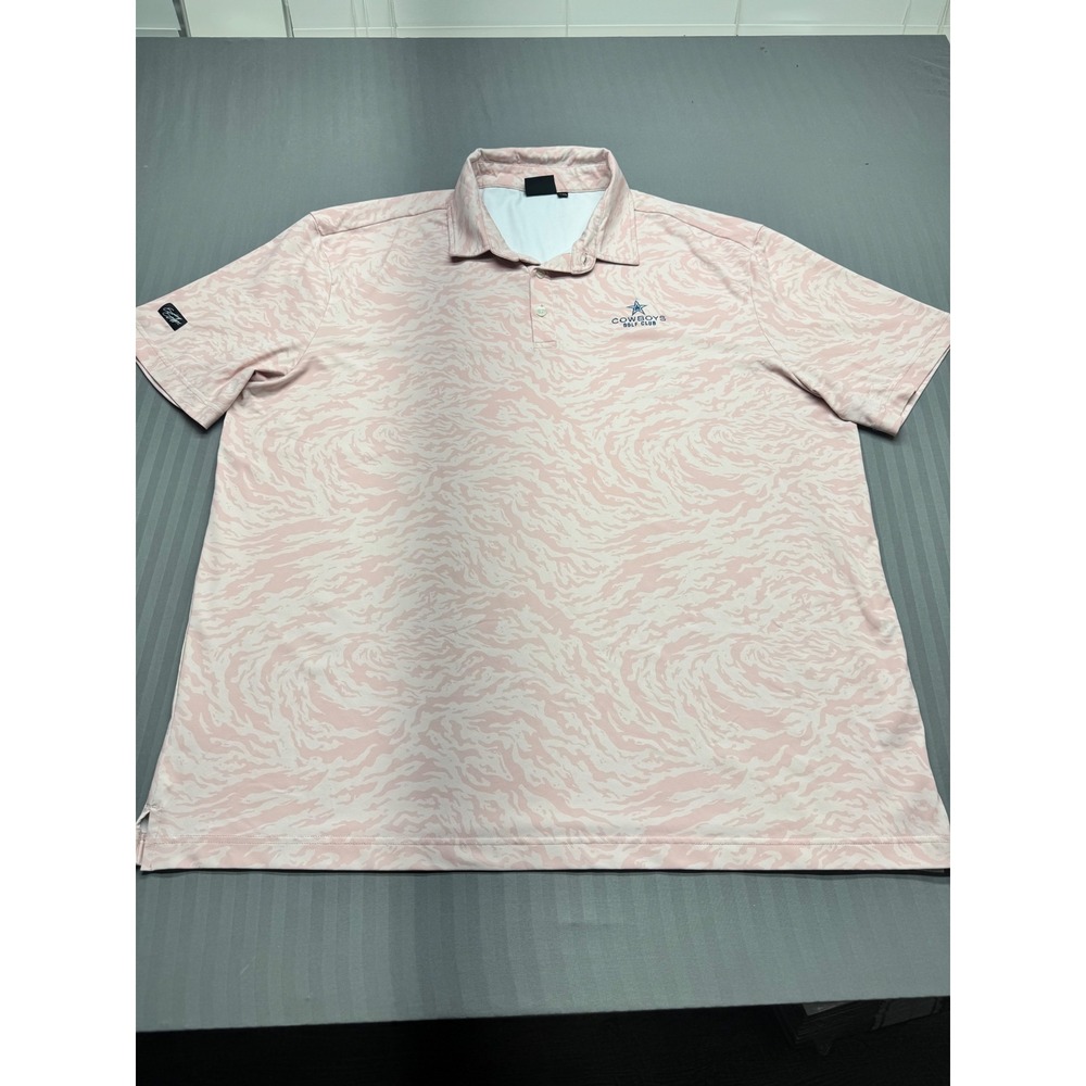 Sunday Swagger Cowboys Golf Club Polo Mens 2XL Pink Tiger Stripe Performance